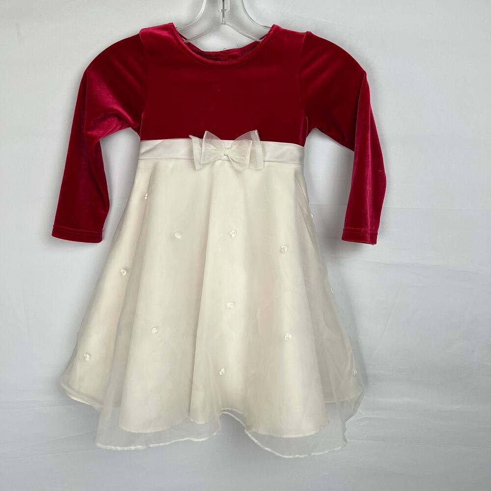Whimsical Velvet Holiday Dress Red Ivory Girls 4T Good Lad Classic Fairycore